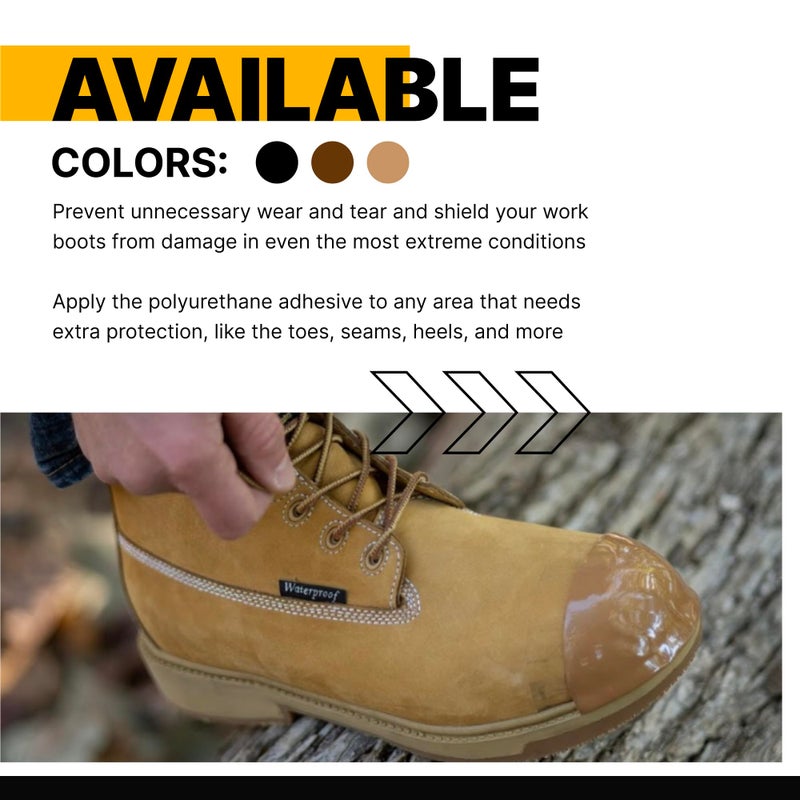 Tuff Toe Boot Toe Protector Adhesive, Shoe Glue Toe Protectors for Shoes and Work Boots - Waterproof, Heat Resistant, Heavy Duty Protective Layer & Shoe Repair Kit - Easy Application, Covers 2 Shoes, Tan Color - Image 5